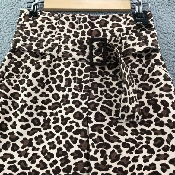 7TH AVE Design Studio NY&CO Womens Size 0 Leopard Print Belted Ankle Pant NEW - Picture 3 of 16